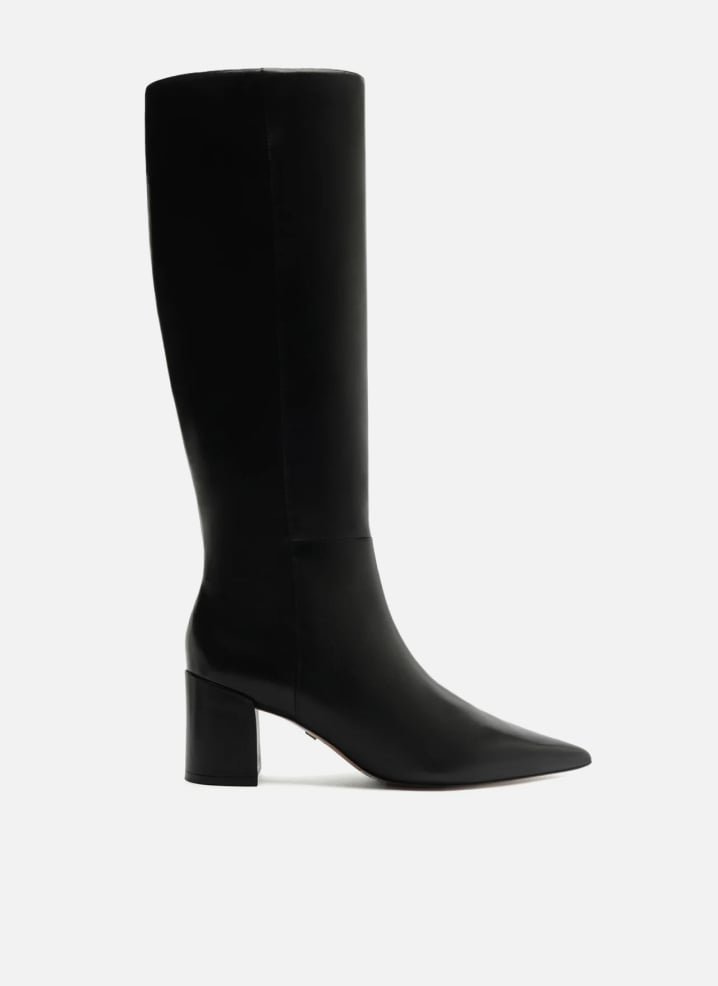 Bota preta couro cano longo