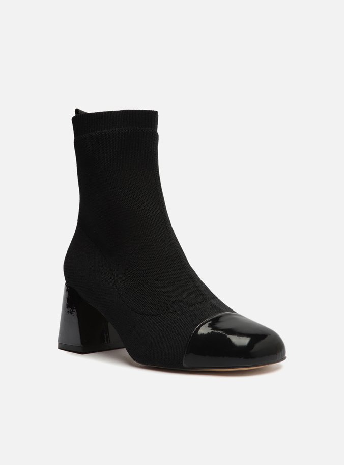 Bota Preta Knit Cano Curto Cap Toe