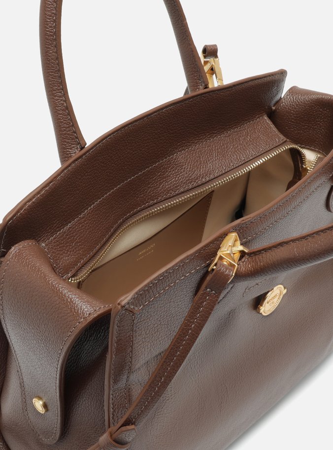Bolsa Tote Marrom Couro Grande Medalha