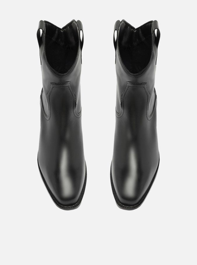 Bota Preta Couro Cano Curto Western Alicia