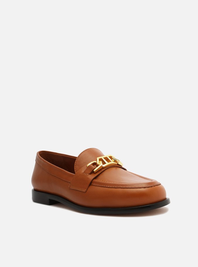 Mocassim Marrom Couro Metal Livia