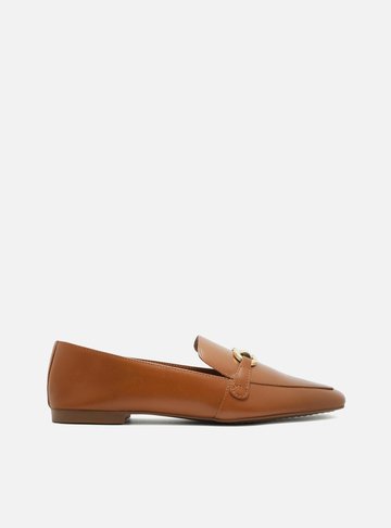 Mocassim Marrom Bico Quadrado Rasteiro