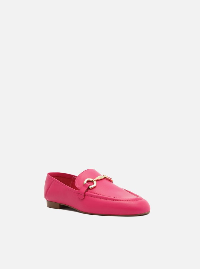 Mocassim Rosa Couro Bridão Metálico Luma