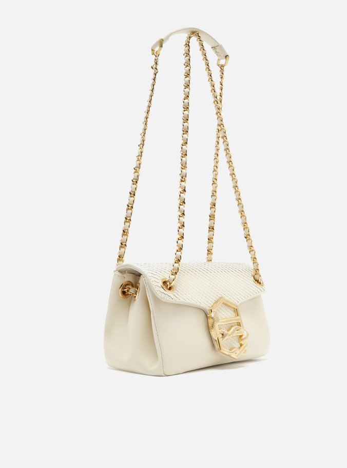 Bolsa Tiracolo Off-White Couro Snake Pequena