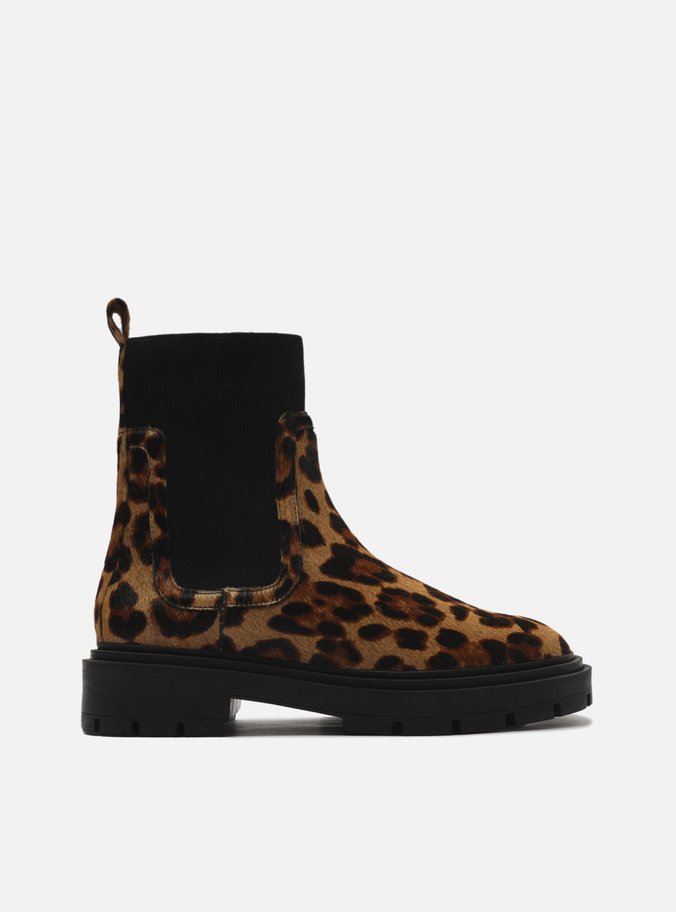 Bota Onça Pelo Knit Tratorada Chelsea