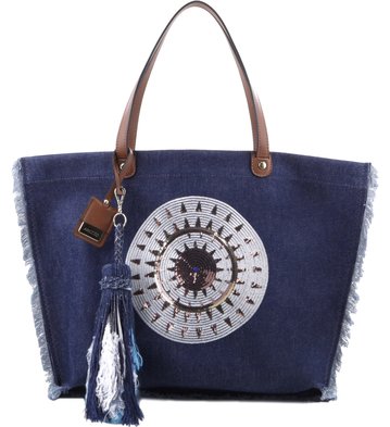 Bolsa Shopping Priscila Bordada Jeans