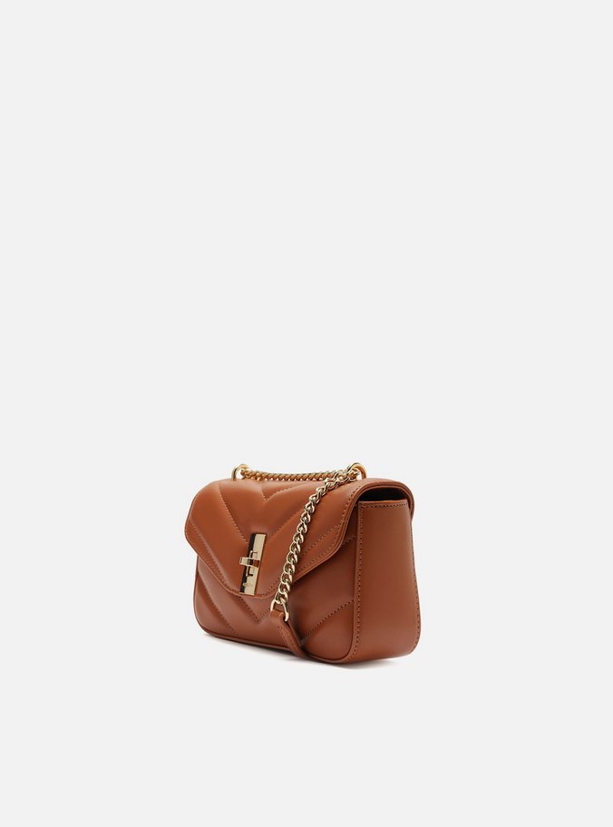 Bolsa Tiracolo Marrom Matelassê Corrente Pequena