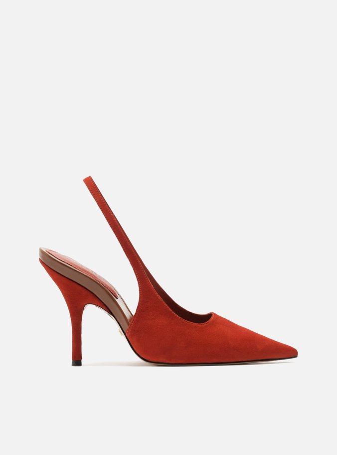 Scarpin Laranja Acamurçado Slingback Salto Alto