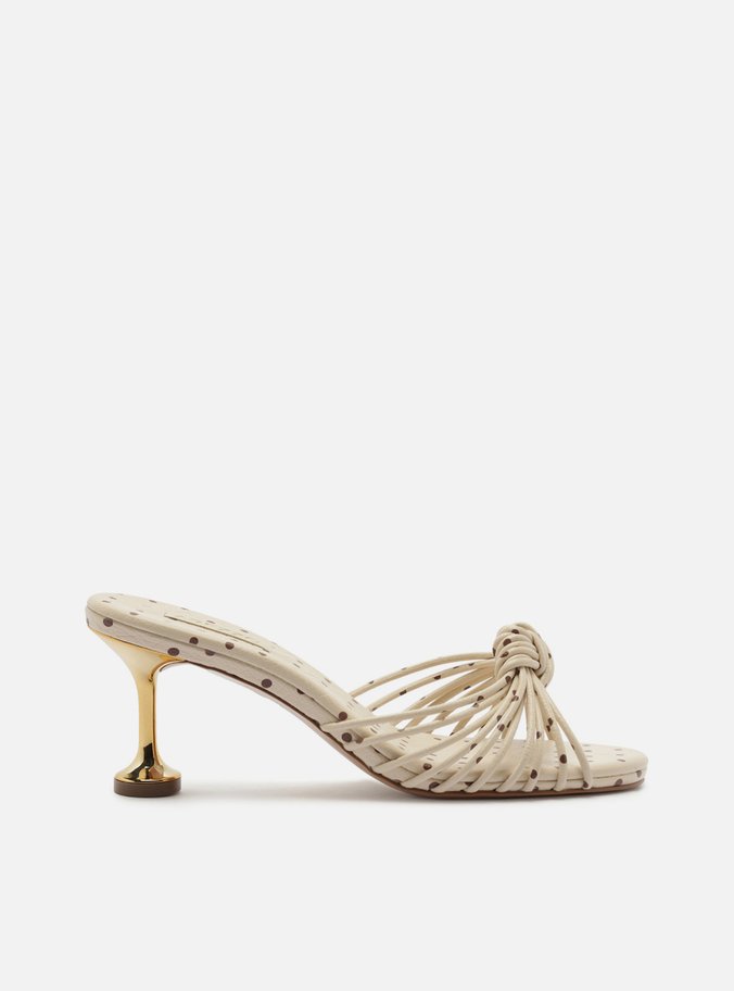 Mule Off White Poá Salto Médio Taça Dourado