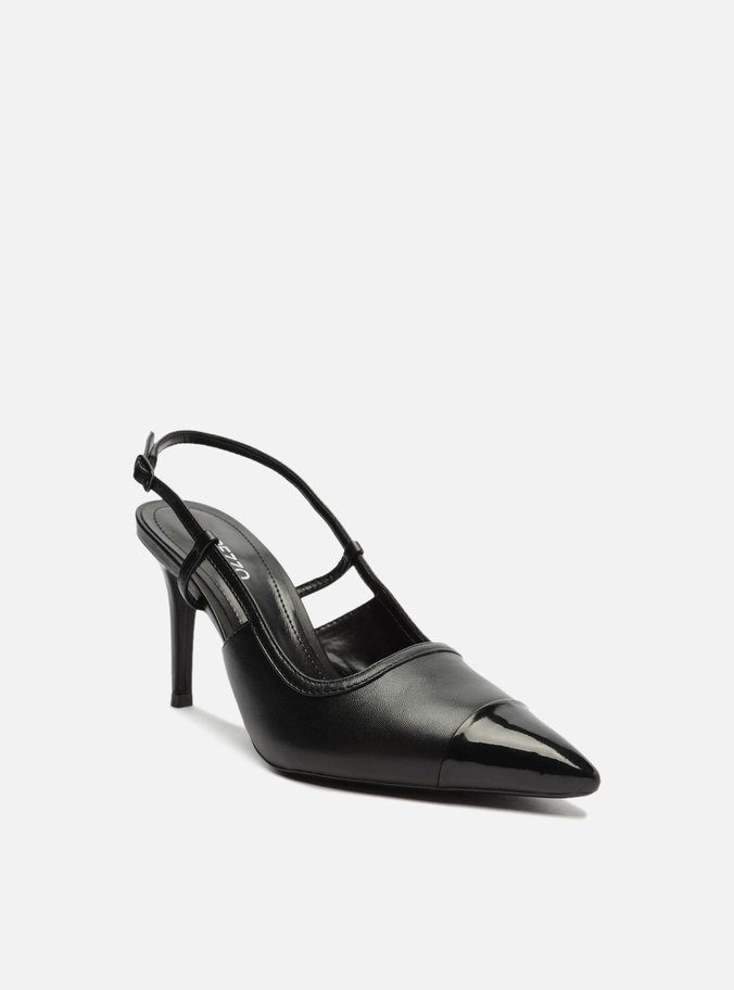 Scarpin Preto Couro Salto Fino Cap Toe
