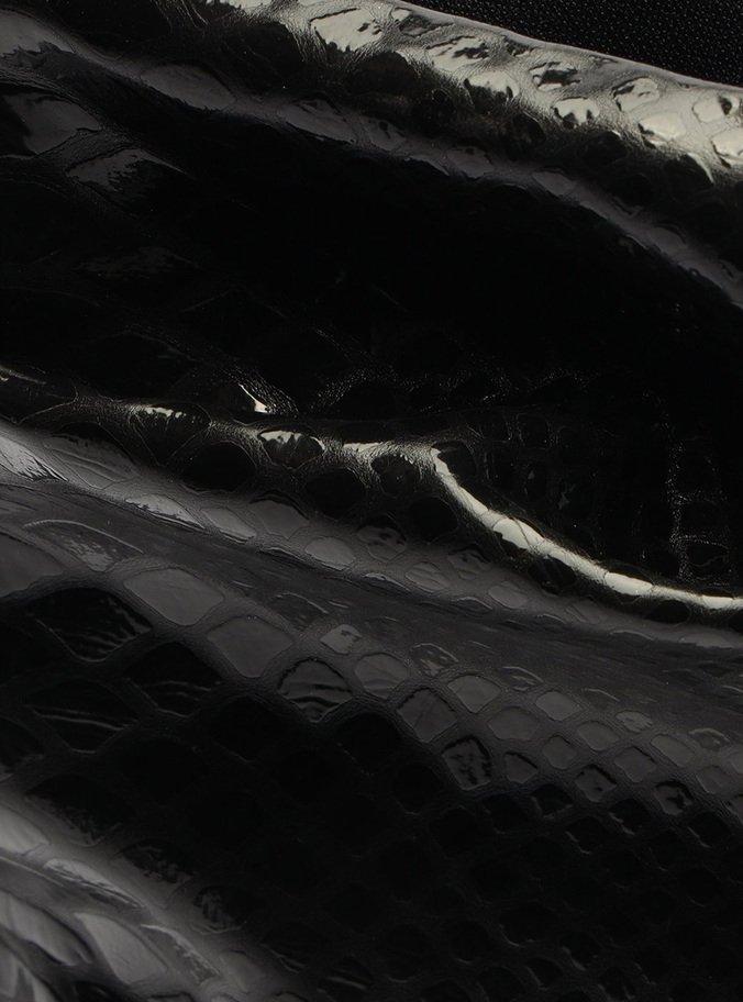 Bota Preta Snake Salto Alto Fino Slouchy