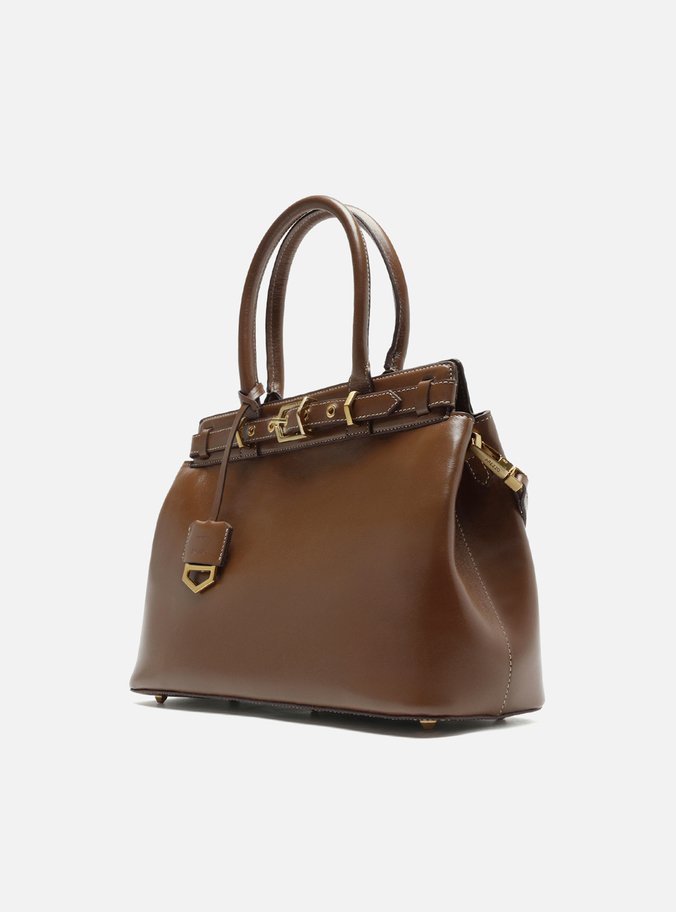 Bolsa Tote Marrom Couro Grande Bag Charm Victória