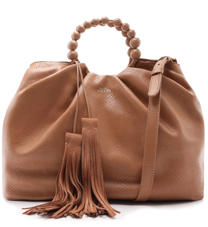 Bolsa Bucket Nude Snake Poliana Grande Pale Nut