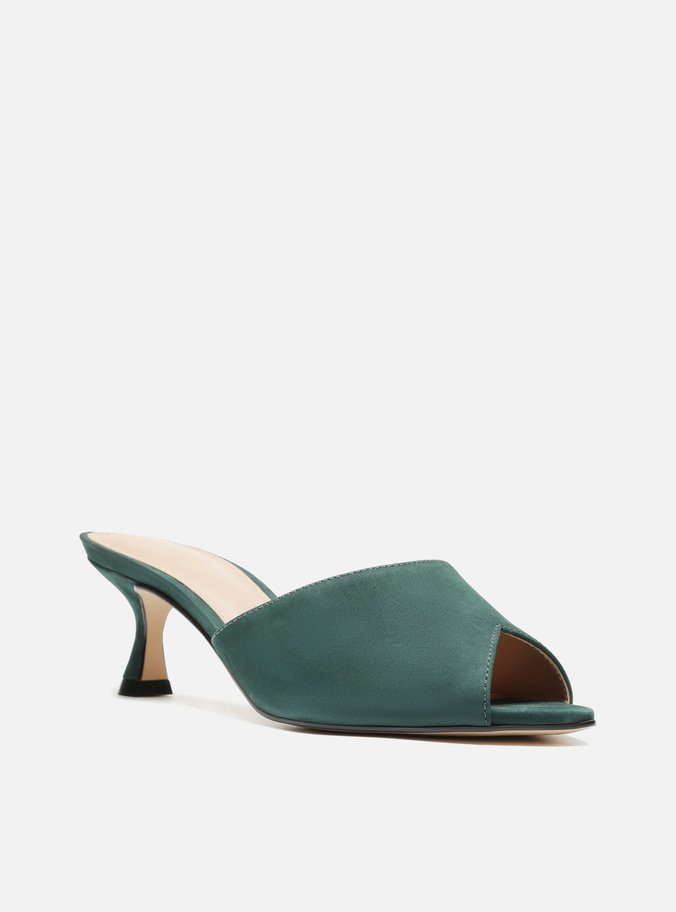 Mule Verde Nobuck Bico Folha