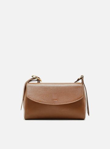 Bolsa Tiracolo Marrom Couro Média Básica