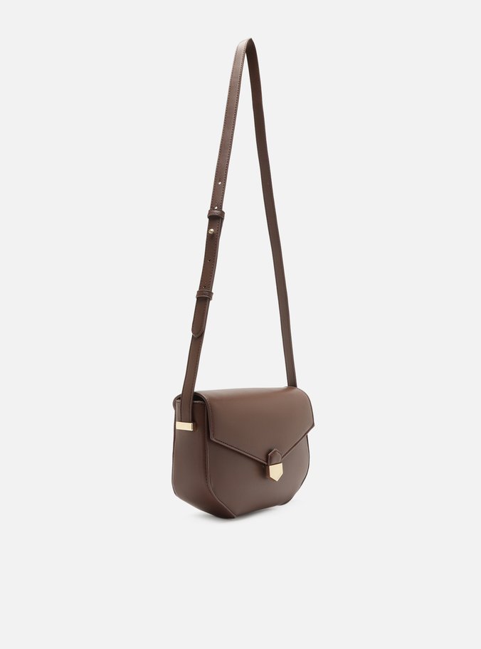 Bolsa Tiracolo Marrom Botão Média