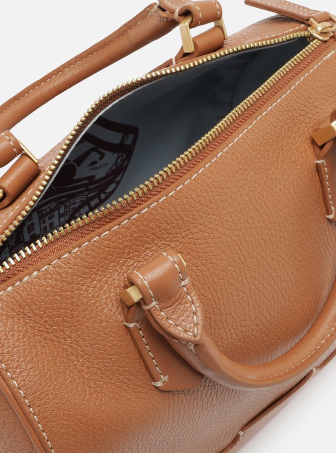 Bolsa Bowling Caramelo Couro  Média