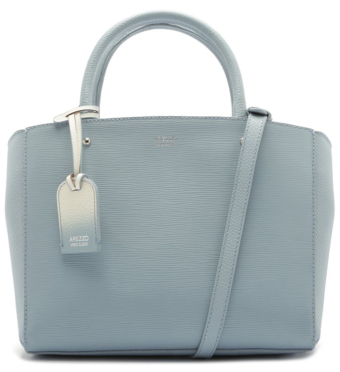 Bolsa Tote Couro Bella Média Soft Blue e Bianco