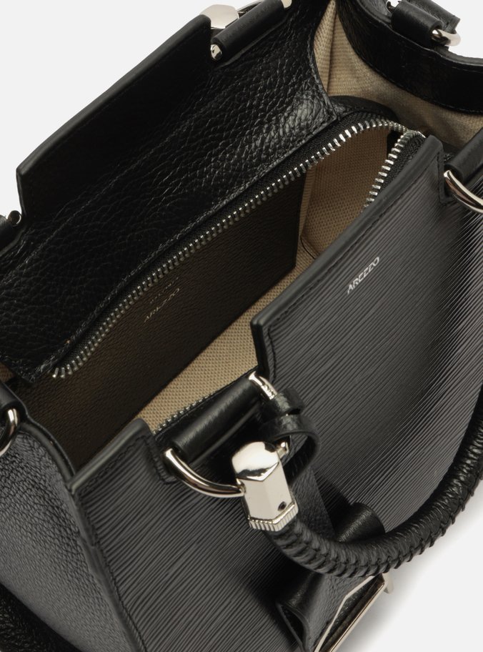 Bolsa Tote Preta Couro Abraccio Média