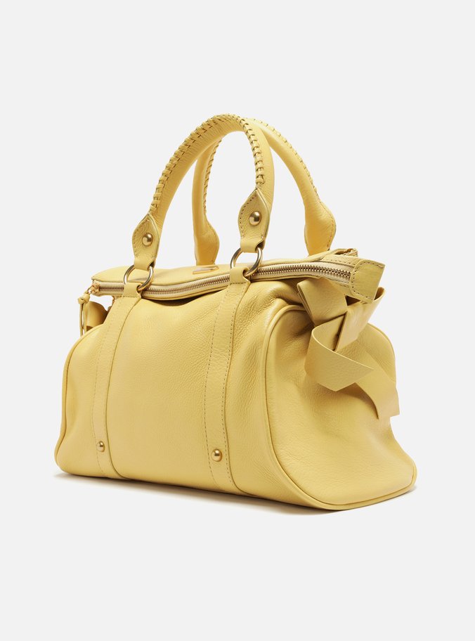 Bolsa Tote Amarela Couro Grande Alças Mix