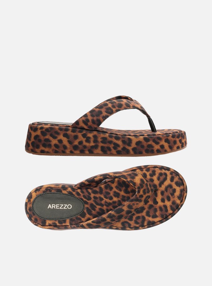 Sandália Animal Print Tiras Salto Médio