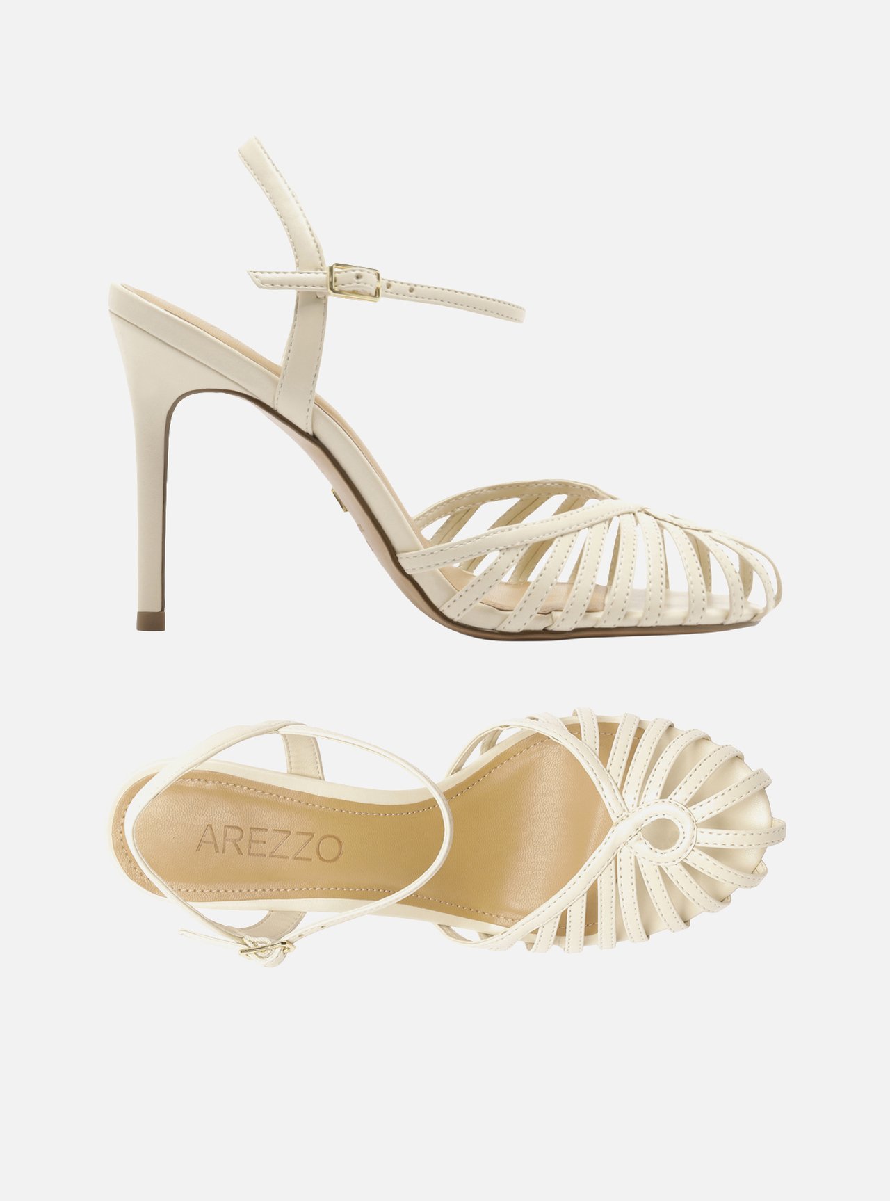 Sandália Off White Salto Alto Fino Tiras Finas — foto 5