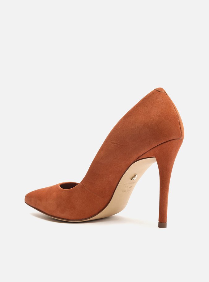 Scarpin Marrom Nobuck Salto Fino