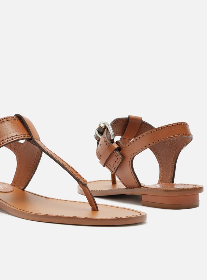 Sandália Rasteira Marrom Couro Slim Bambu