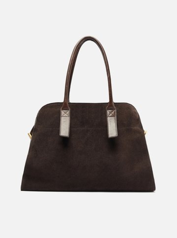 Bolsa Shopping Marrom Couro Acamurçado Grande