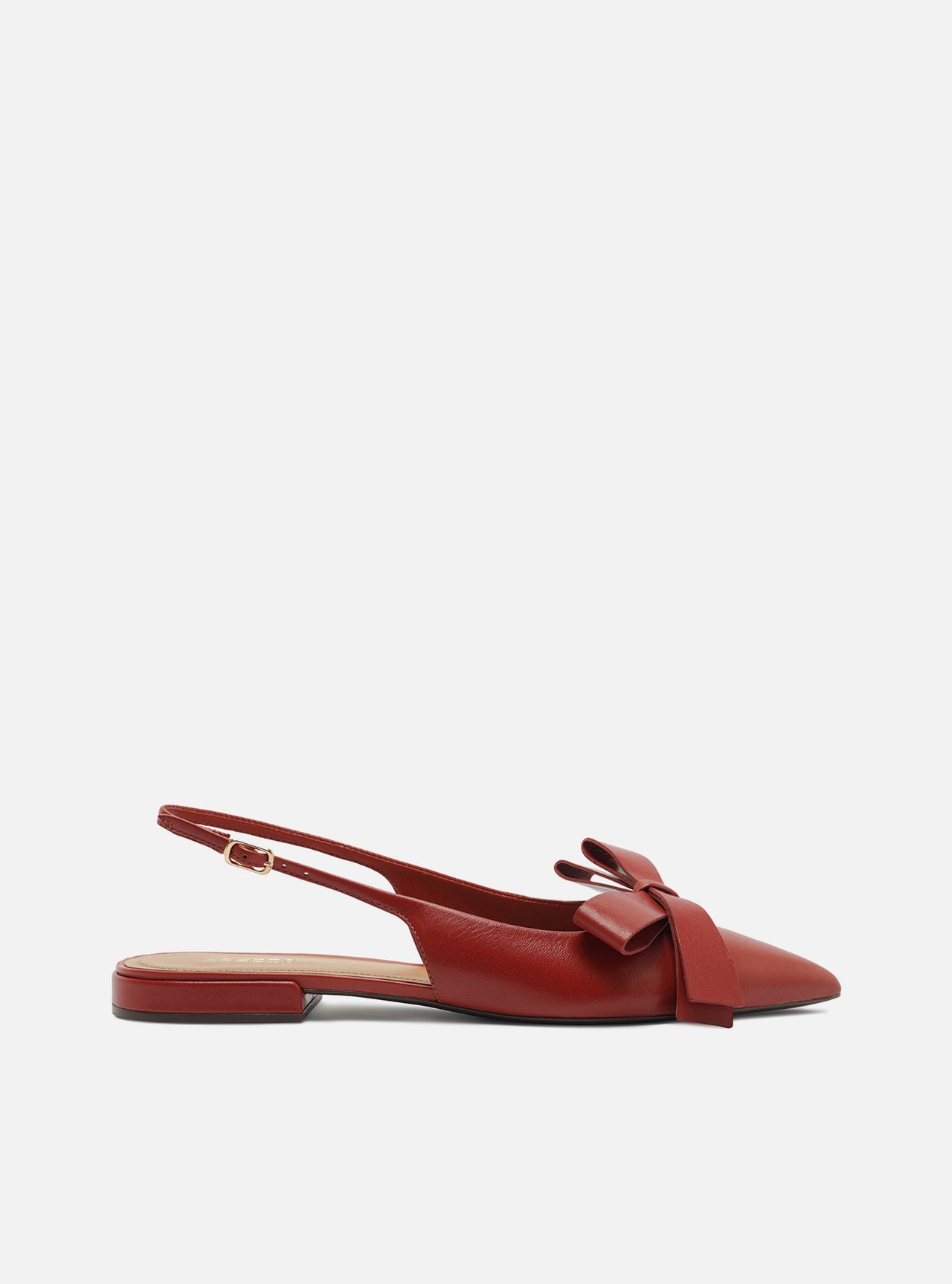 Sapatilha Vermelha Couro Bico Fino Slingback Laço — foto 1
