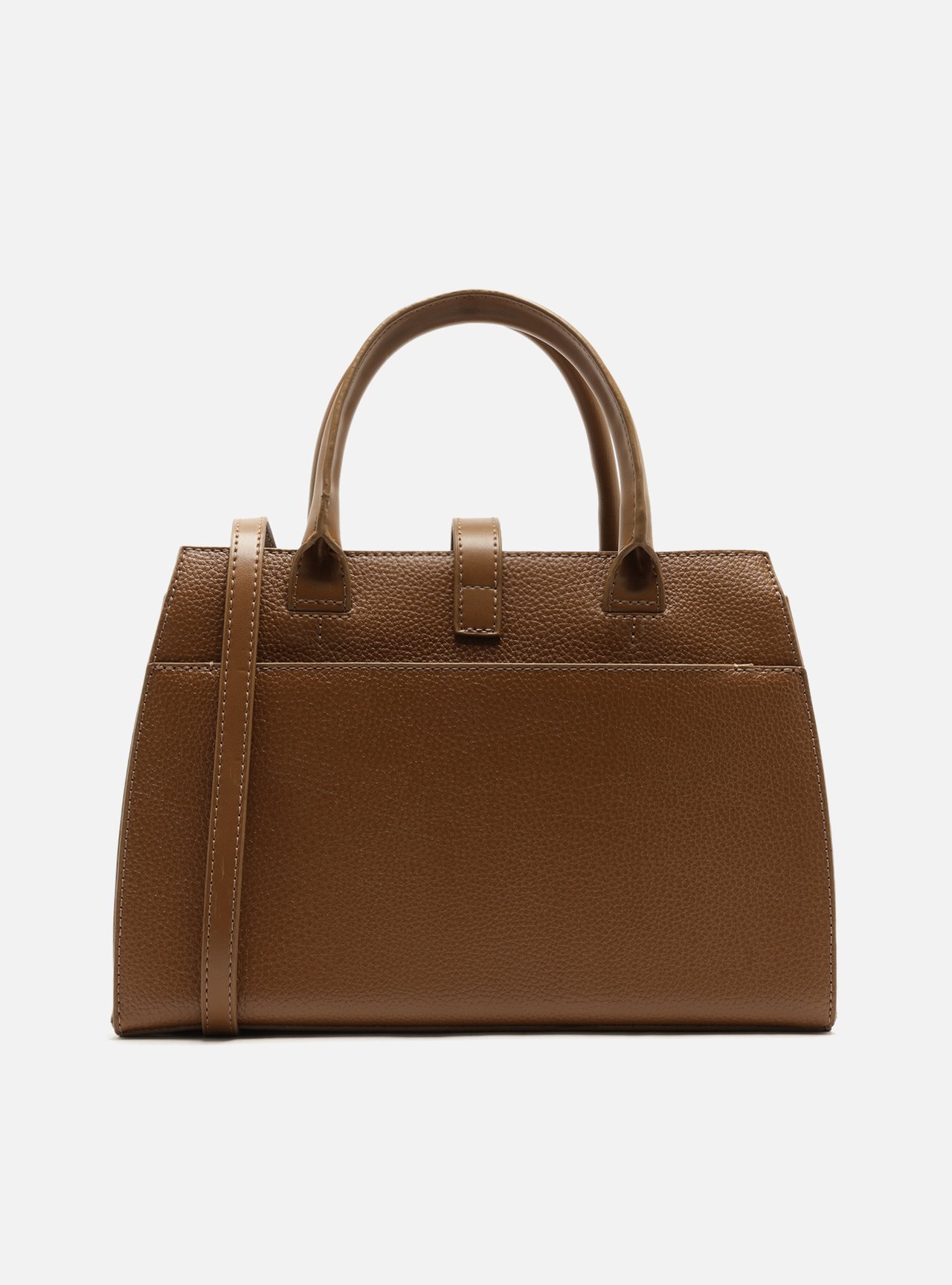 Bolsa Tote Marrom Grande Metal Tiras Frontais — foto 3