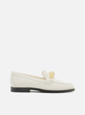 Mocassim Branco Couro Metal Bold Silvia Braz
