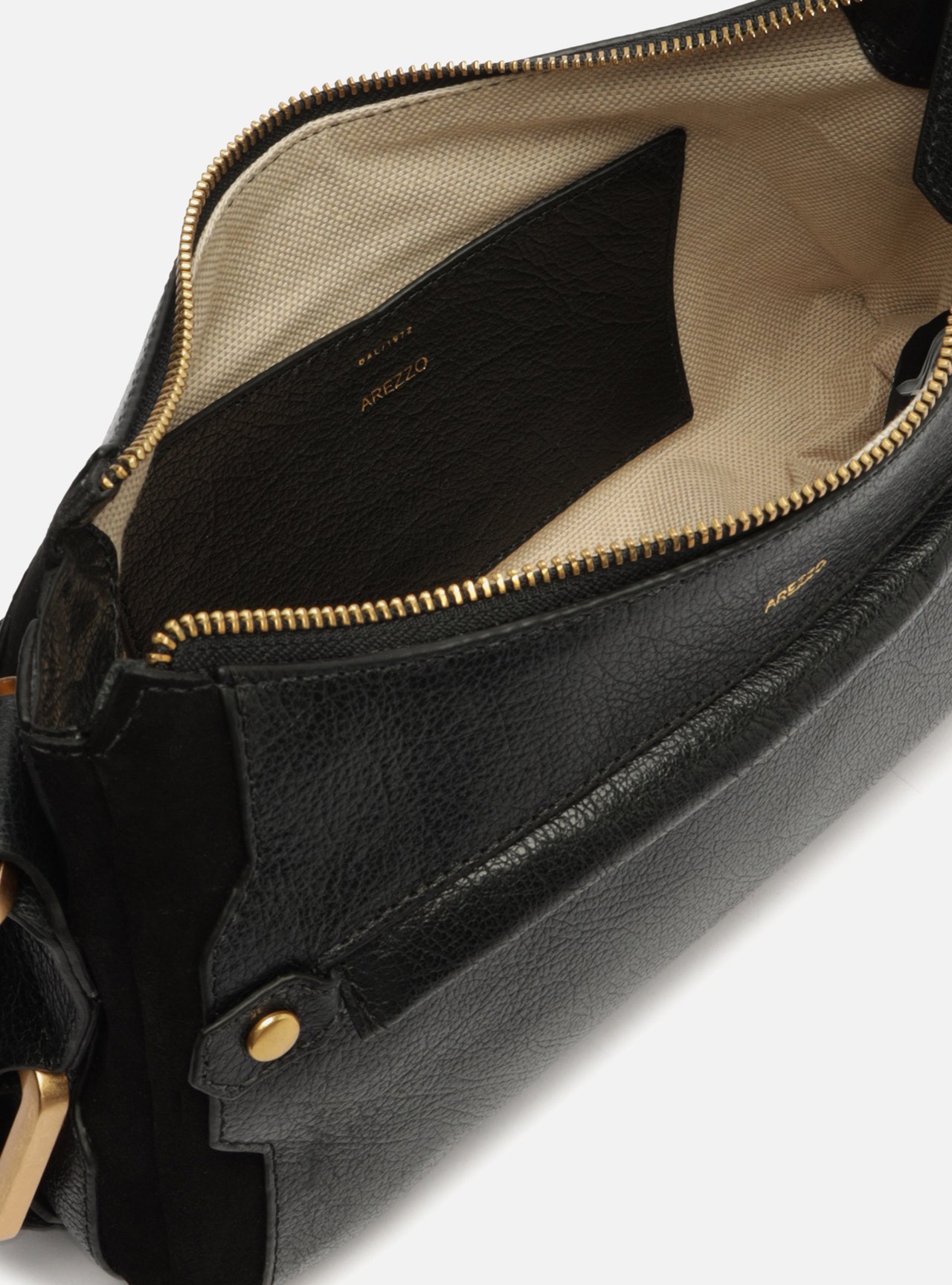 Bolsa Tiracolo Preta Couro Gretha Média — foto 5