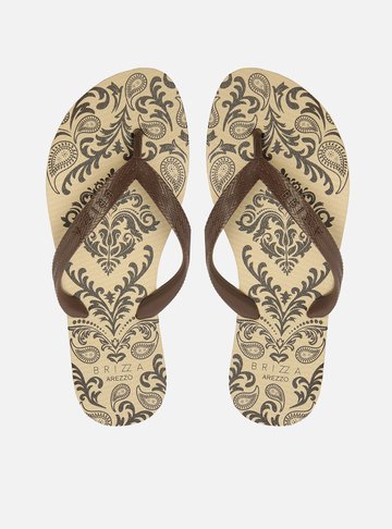 Chinelo de Dedo Estampado Marrom