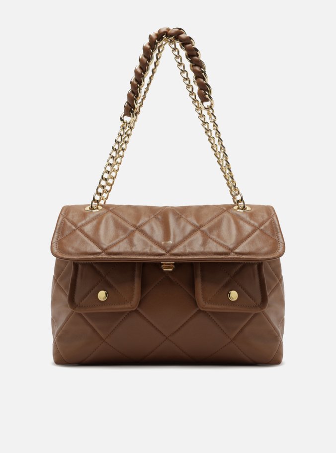 Shoulder Marrom Couro Matelassê Grande Bolsos