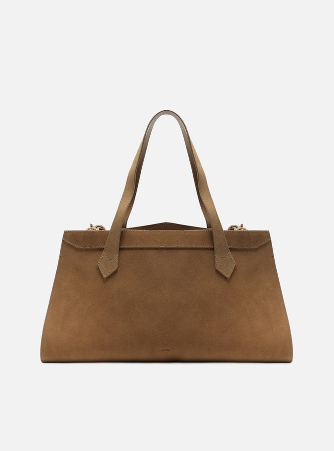 Bolsa Tote Marrom Acamurçada Grande Divisórias