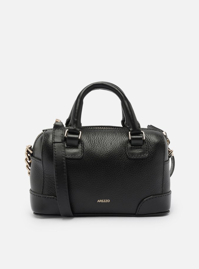Bolsa Tiracolo Preta Couro Pequena Estruturada