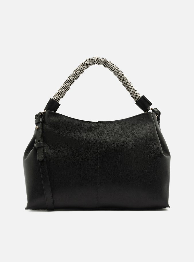 Bolsa Tote Preta Couro Grande Alça Torcida