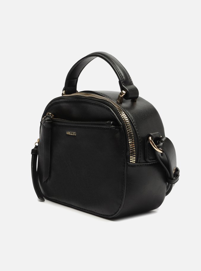 Bolsa Tiracolo Preta Pequena Arredondada