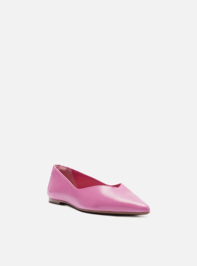 Sapatilha Rosa Couro Bico Fino Minimal