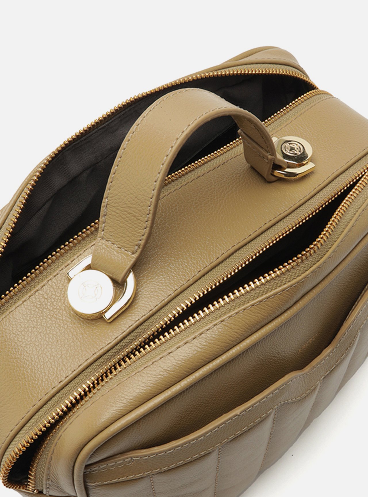 Bolsa Tiracolo Cinza Couro Francine Média — foto 4