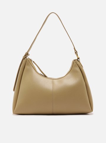 Bolsa Hobo Bege Grande Texturizada Básica