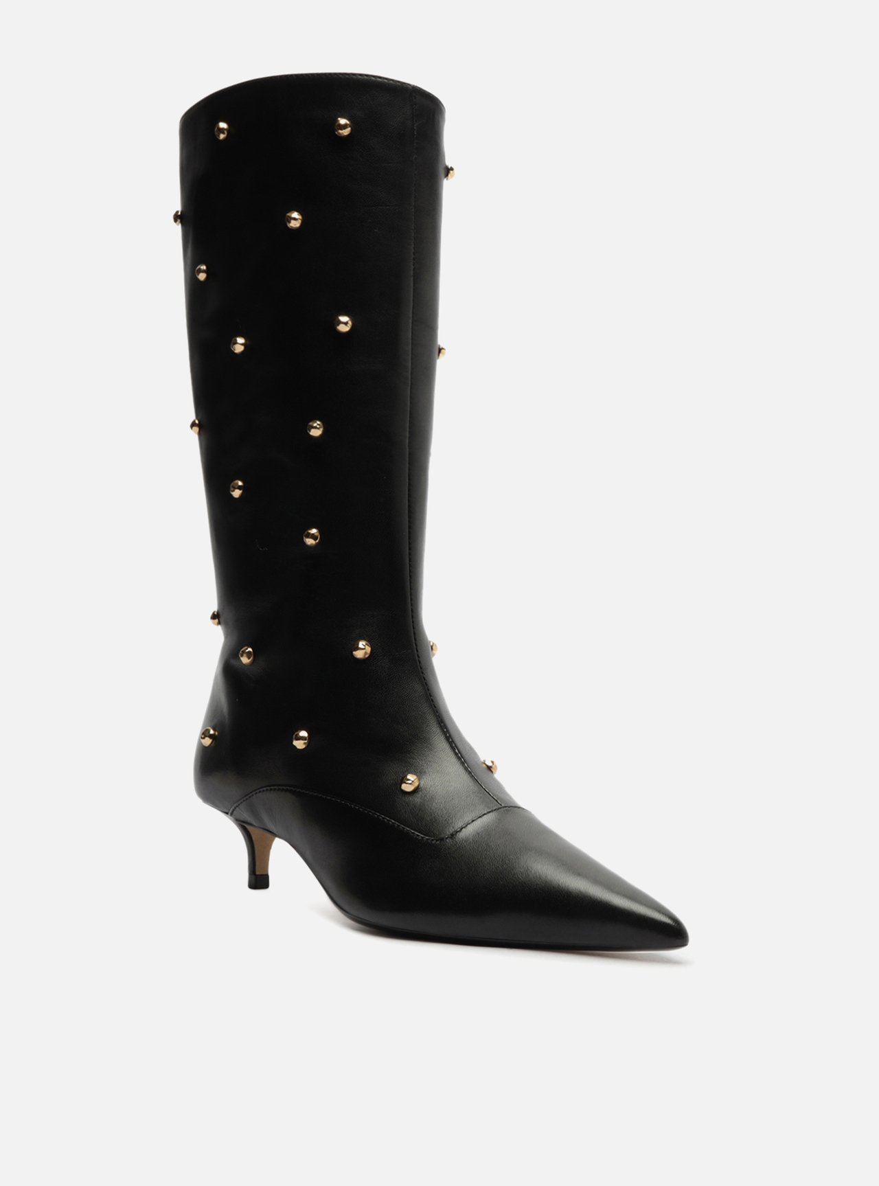 Bota Preta Couro Cano Médio Studs — foto 2