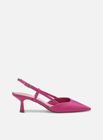 Scarpin Rosa Cetim Salto Baixo Geométrico