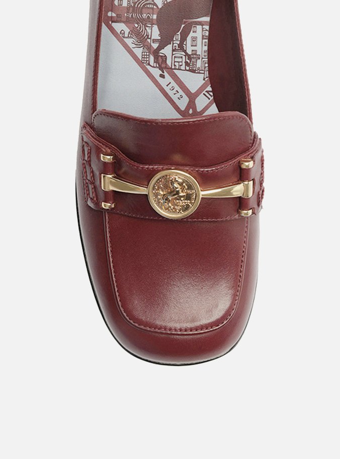 Loafer Vermelho Couro Bloco Medalha