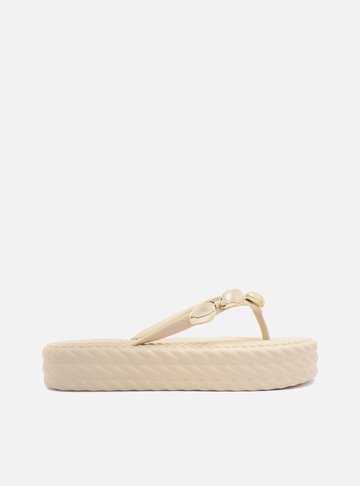 Sandália Branca Flatform Marrocos Flip Flop Metal