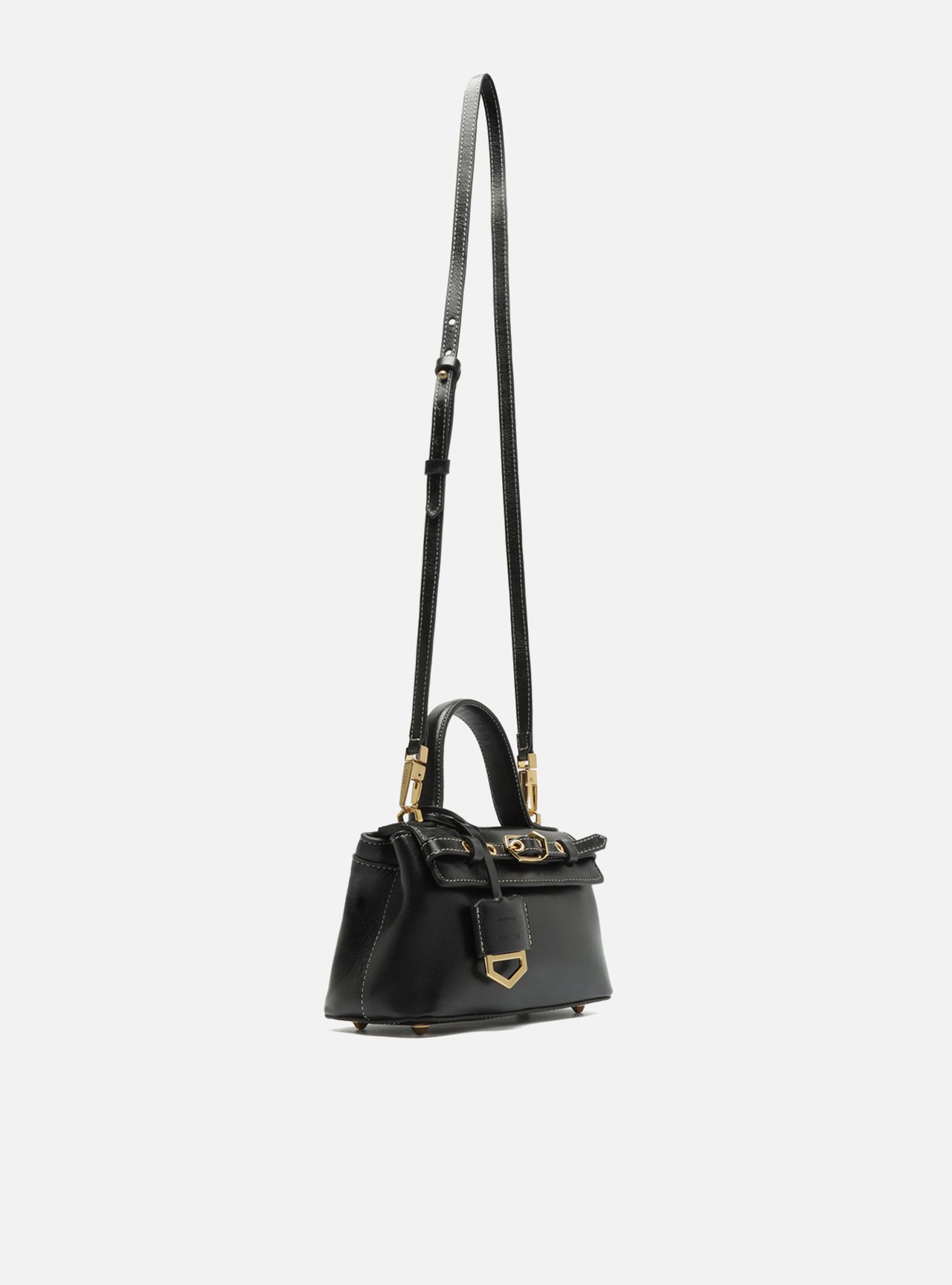 Tiracolo Preta Couro Pequena Bag Charm Victória — foto 5