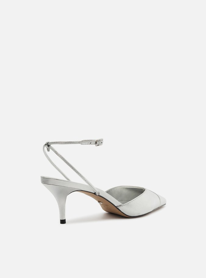 Scarpin Prata Couro Salto Kitten Aberto