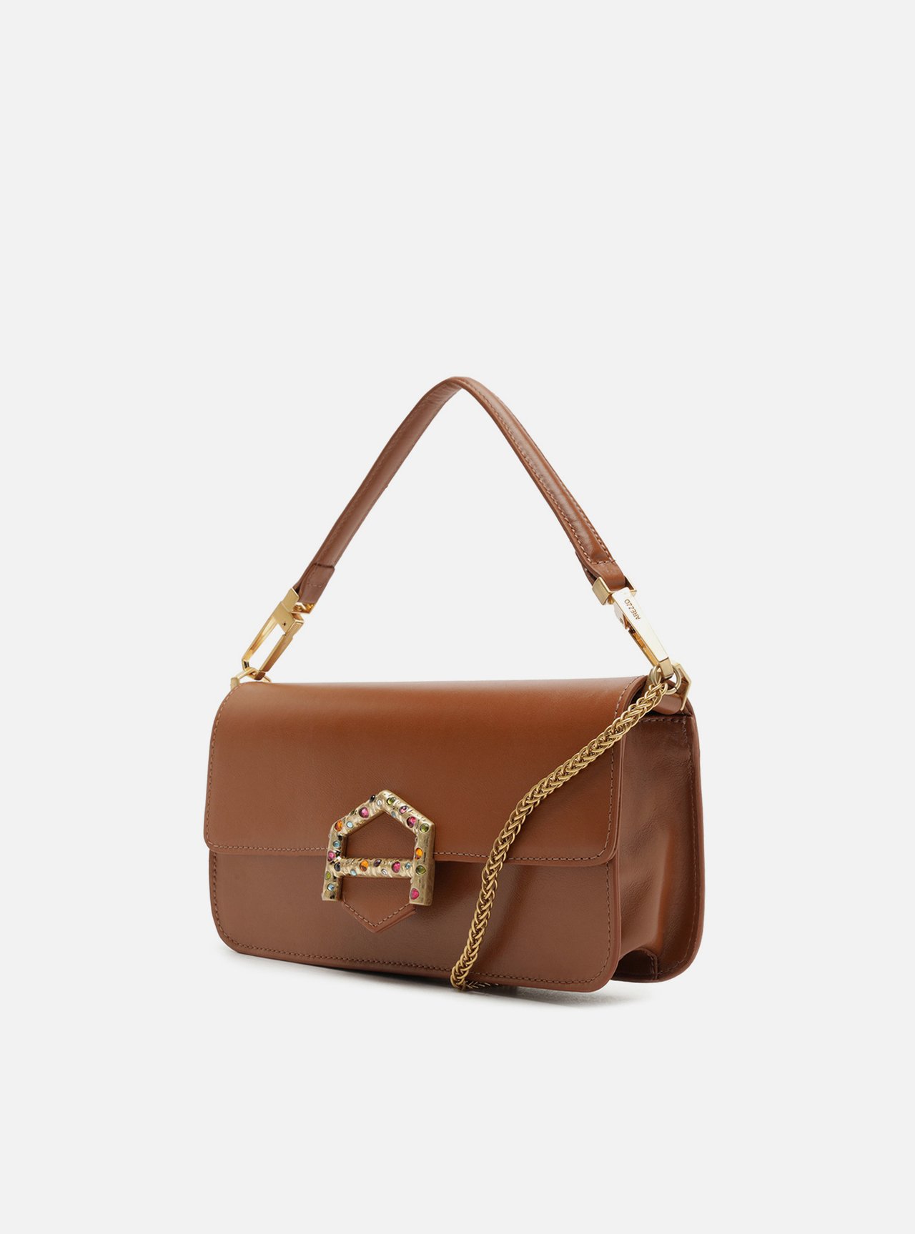 Bolsa Tiracolo Marrom Couro A001 Média Pedrarias — foto 2