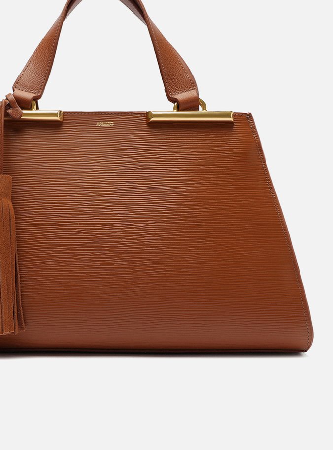 Bolsa Shopping Marrom Caramel Couro Média Barbicacho